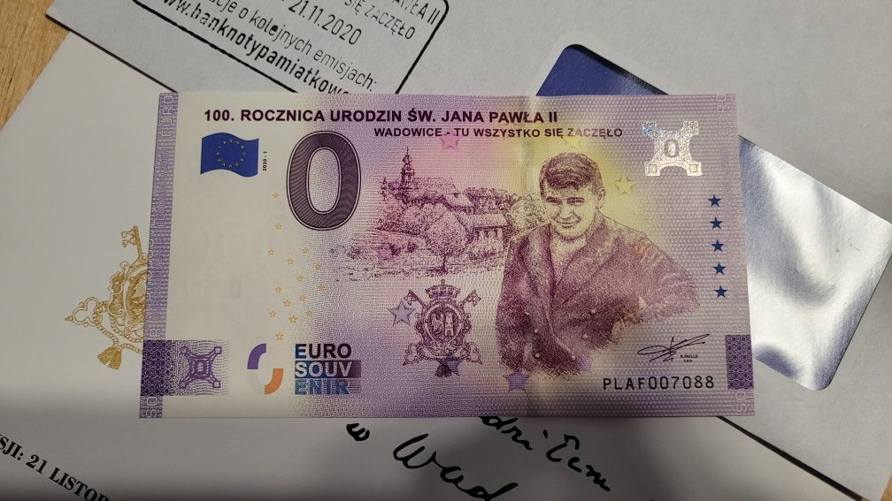 0 euro 100. Rocznica urodzin Św. Jana Pawła II - 2020r