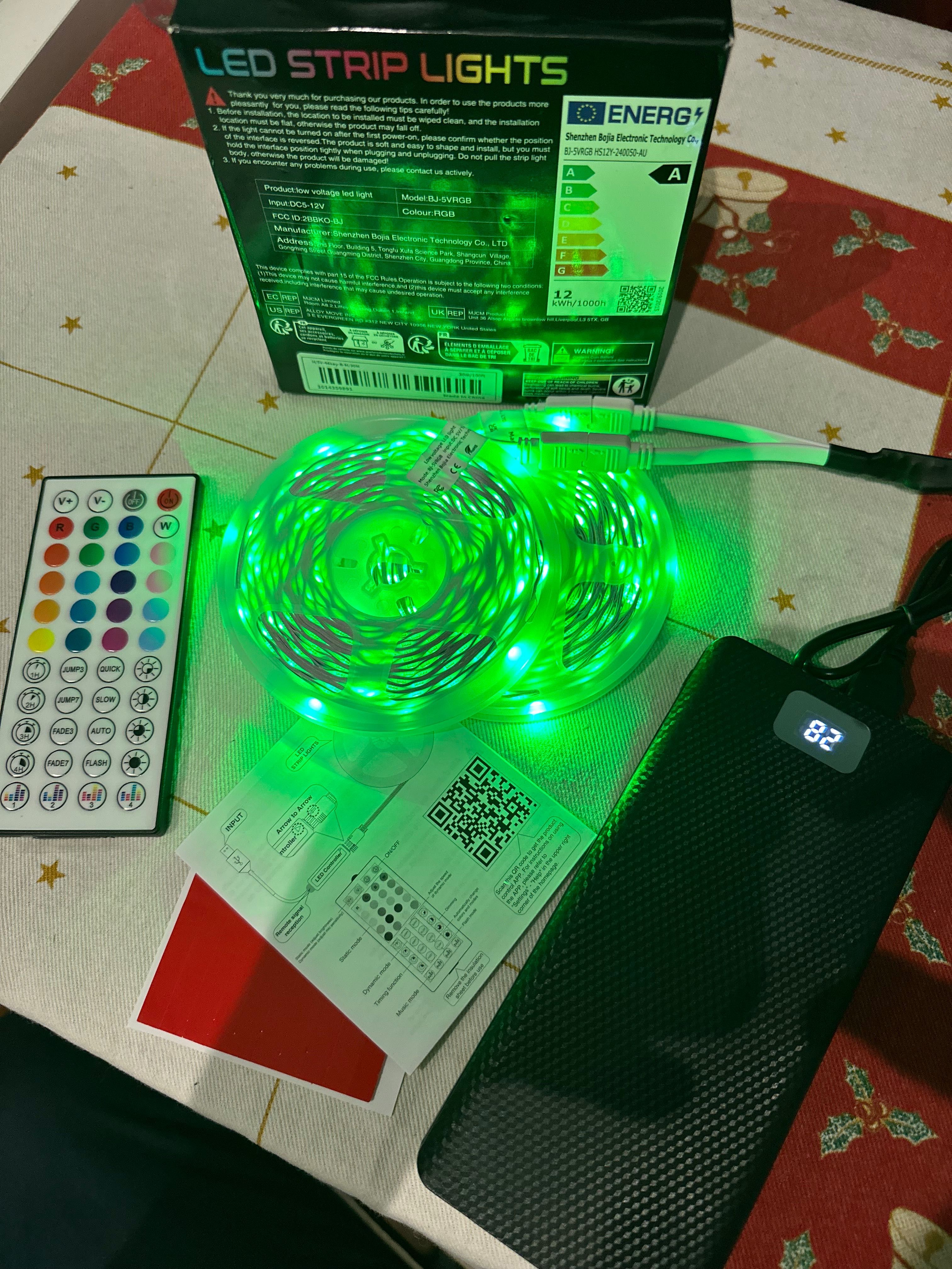 Rolo de fita  LED RGB 5V 1A com comando e App