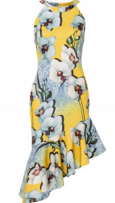 Sukienka żółta storczyki BONPRIX
