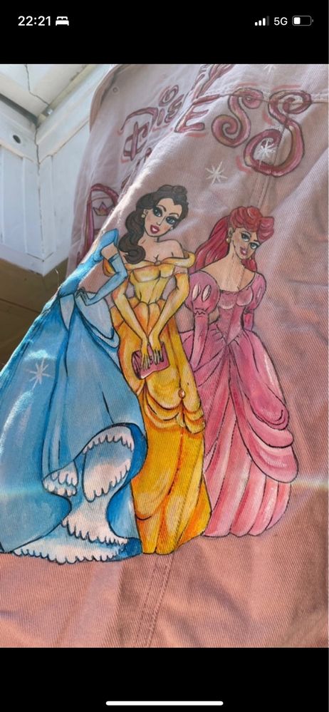 Recznie malowana kurtka specjalnymi farbkami disney princess oversi