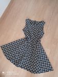 Sukienka rozkloszowana s 36 retro vintage biało czarna