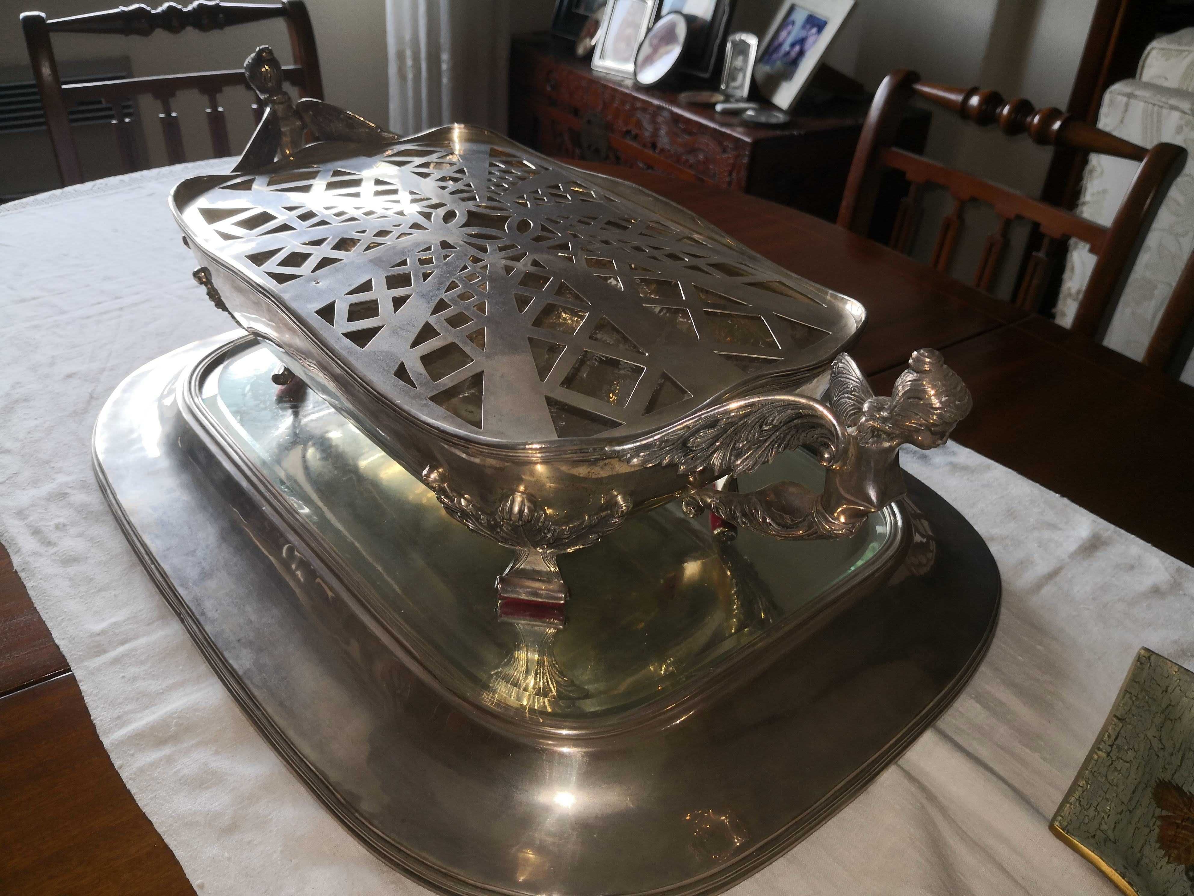 Centro de Mesa Prata Portuguesa Com Plateau