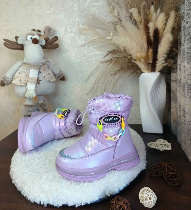 Дитячі зимові дутіки 23 24 25 26 27 28 для дівчинки черевики чоботи