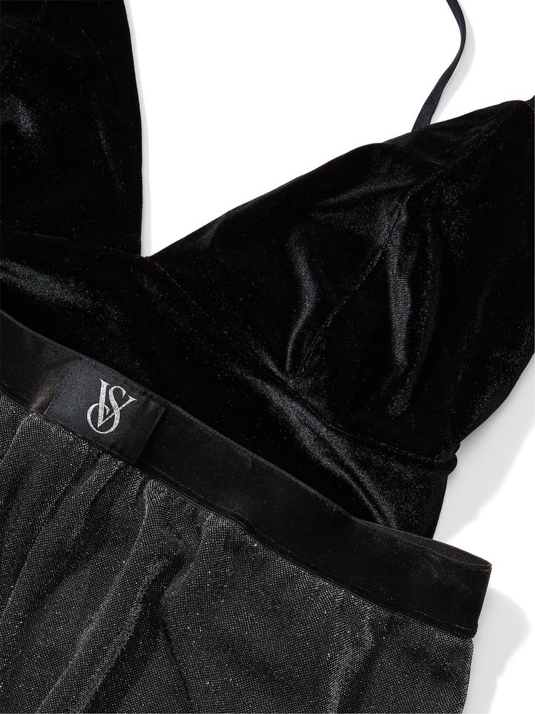 Піжамка комплект Victorias Secret XS S M L велюр люрекс сорочка ночная