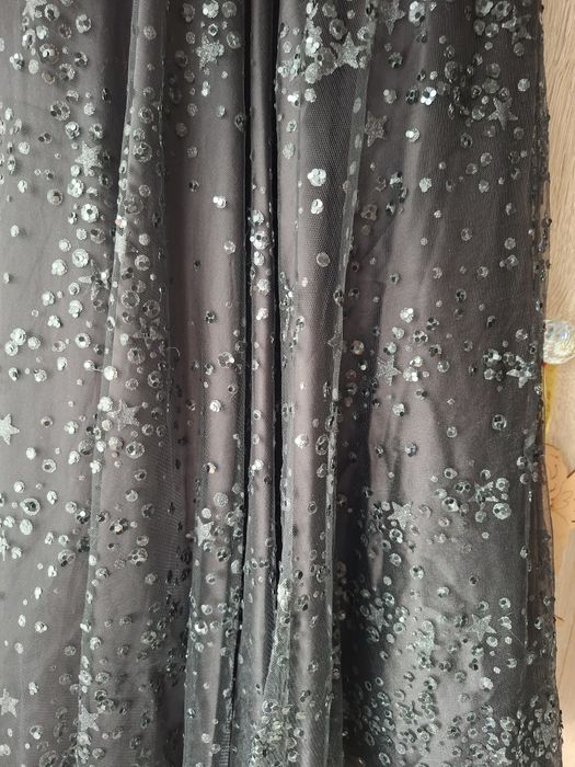 Zjawiskowa czarna sukienka święta świąteczna sesja gwiazdki 128 TKMAXX