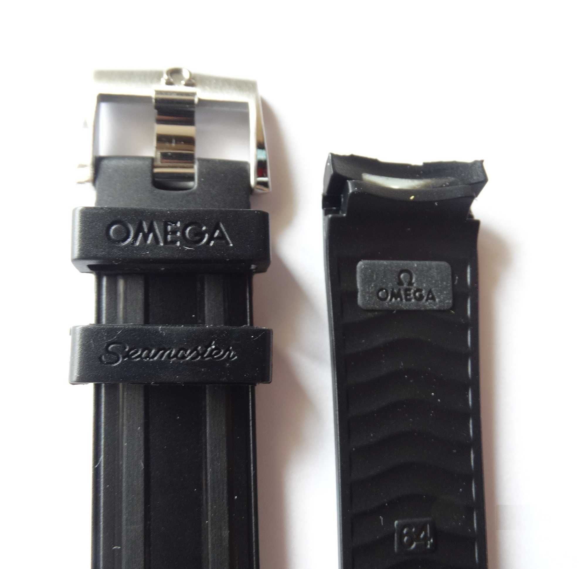 Pasek silikonowy gumowy 20mm do zegarka Omega Seamaster klamra z logo