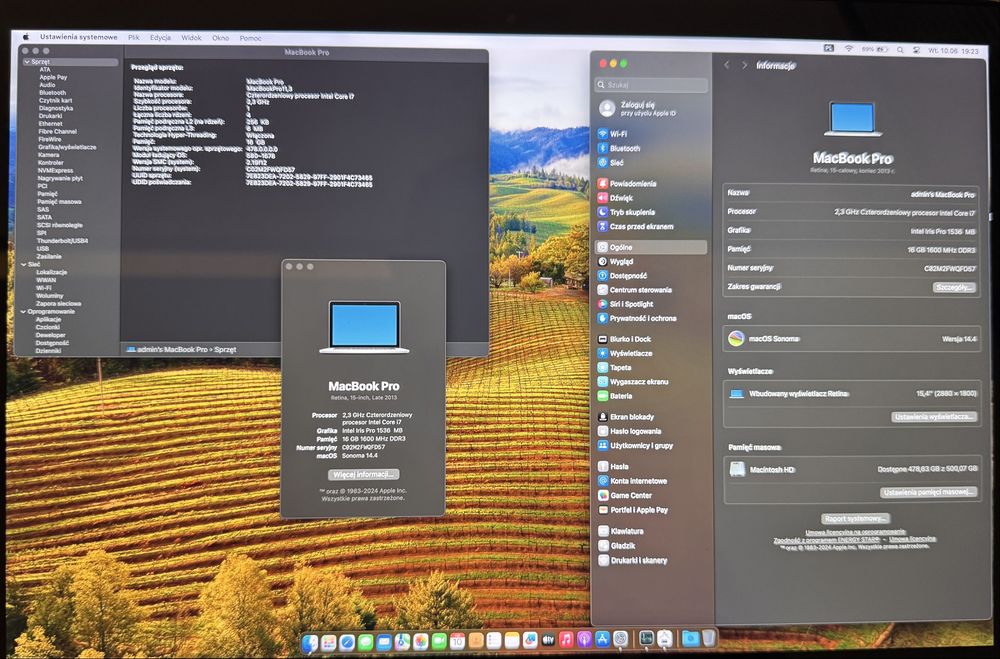 MacBook Pro A1398/late 2013/i7/2.3GHz/16GB/512GB/15.4/GT750/Nowa Bater