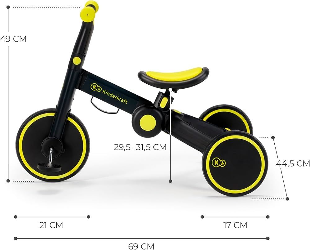 Kinderkraft Triciclo 3 em 1, minibicicleta, bicicleta sem pedais