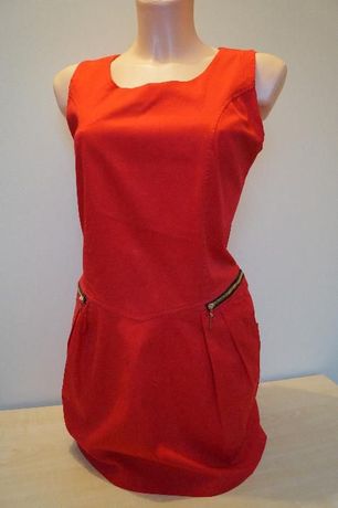 Tunika / sukienka rozm. L (40), kolor czerwony, złote zamki