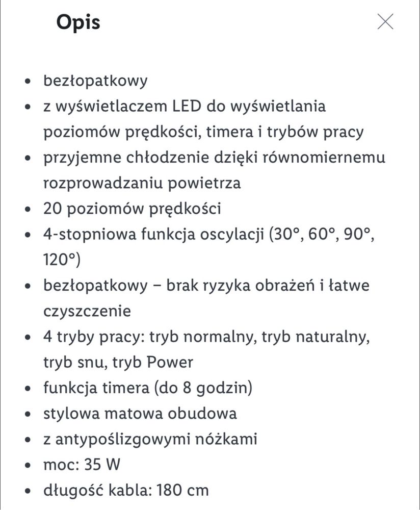 Wentylator bezłopatkowy Silvercrest SRV35A1 Lidl