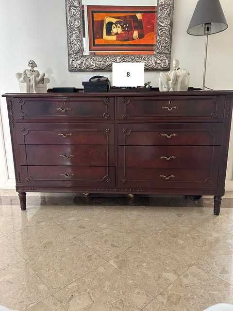 consola madeira com 8 gavetas