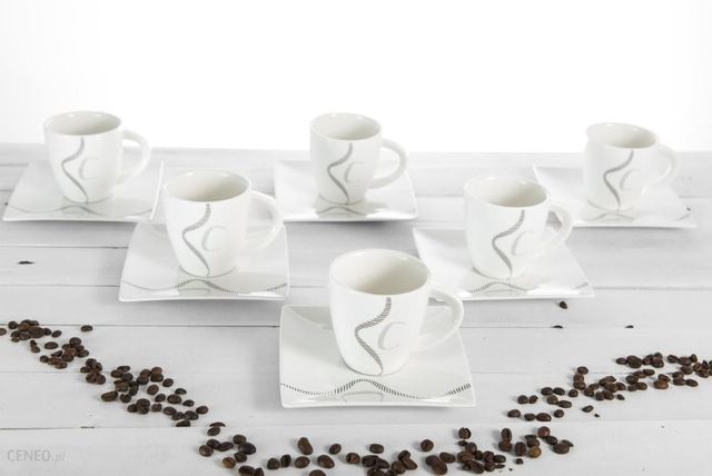 LaNova serwis kawowy 12 elementów Quadro Nero Porcelana NOWY