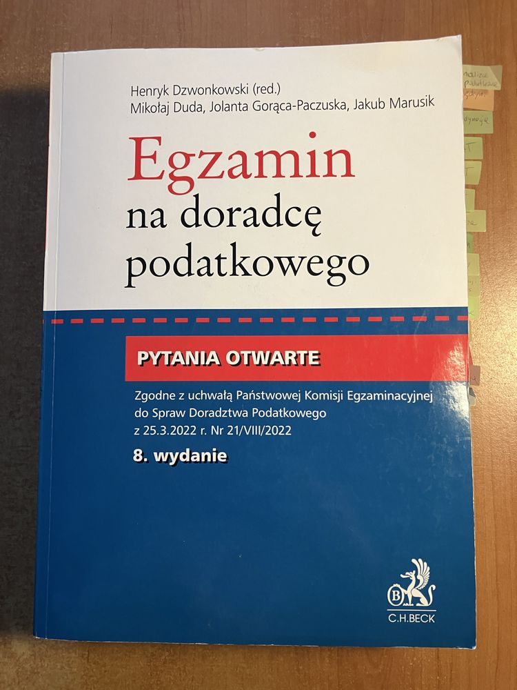 Egzamin na doradcę podatkowego Pytania otwarte Beck