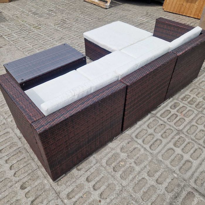 Narożnik ogrodowy sofa z funkcja spania relax zestaw mebli rattanowy