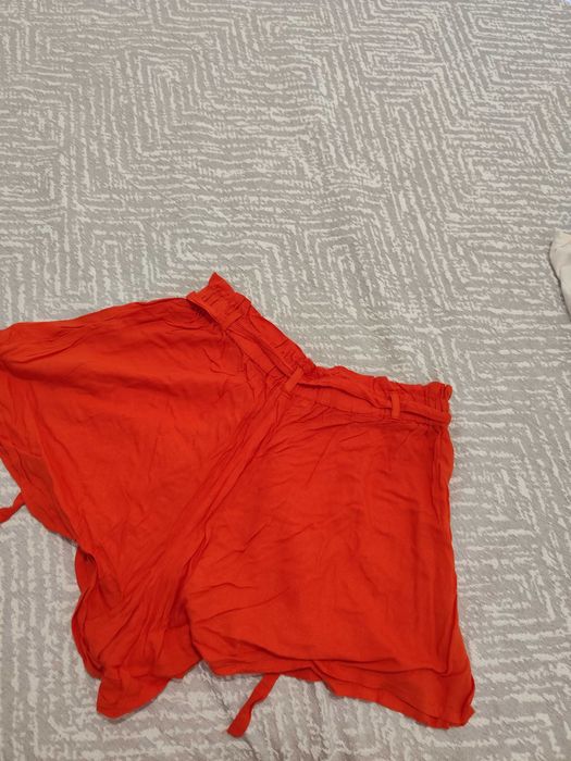 Calções de tecido laranja-tijolo