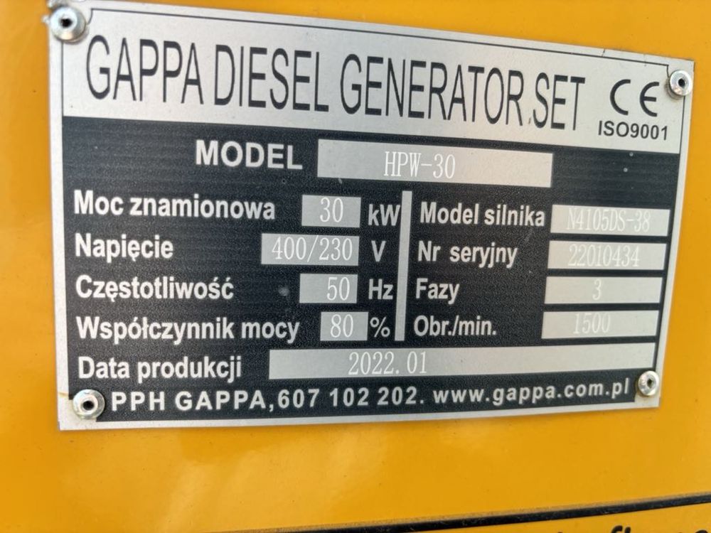 Agregat prądotwórczy gappa 30kW