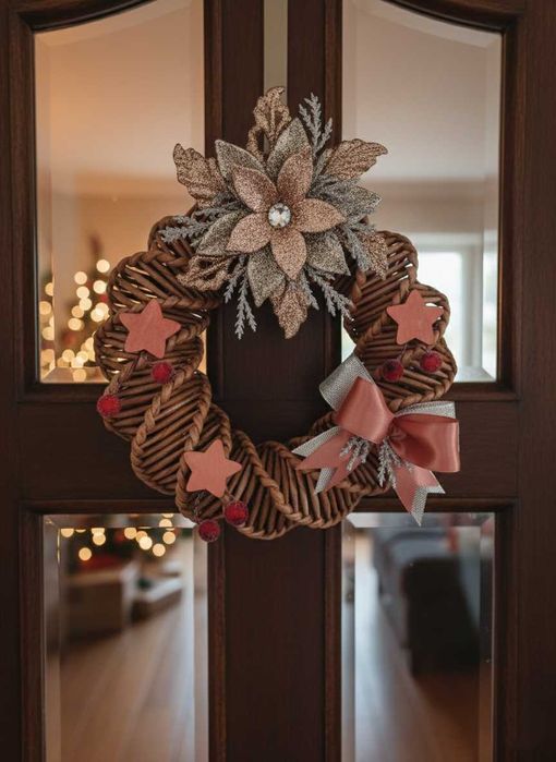 Świąteczny wieniec handmade – magia świąt, eleganckie ozdoby, eko-łoza