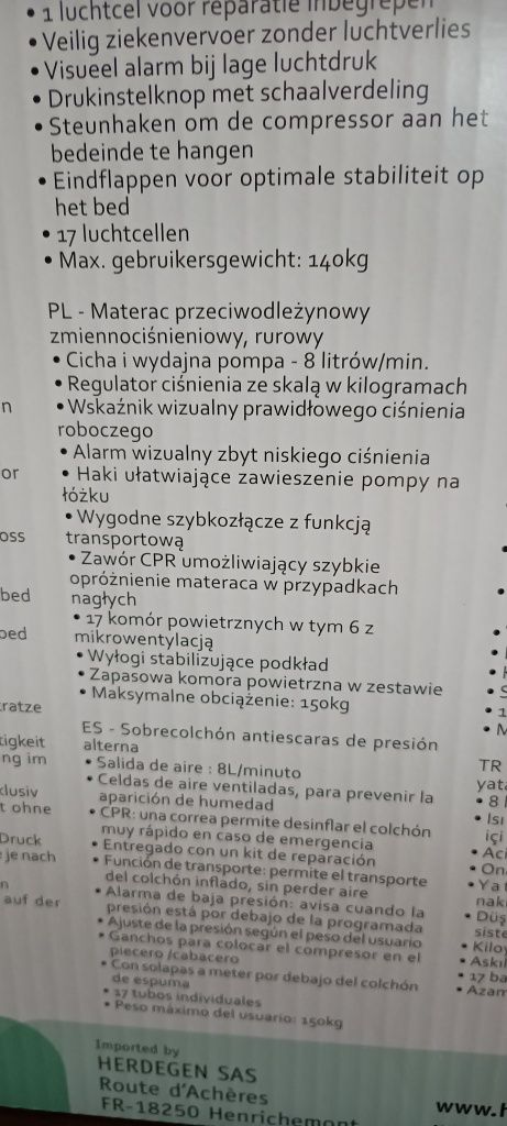 Materac przeciwodleżynowy PROTEKTOR III