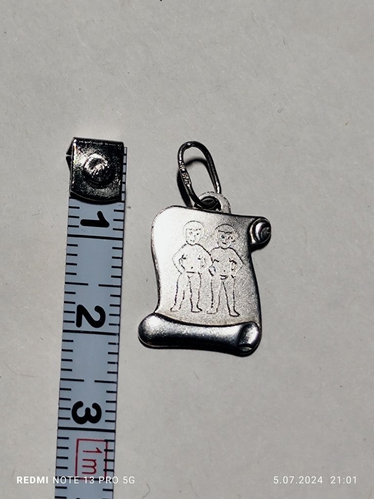 Zawieszka - znak zodiaku - bliźnięta - srebro 925 - vintage