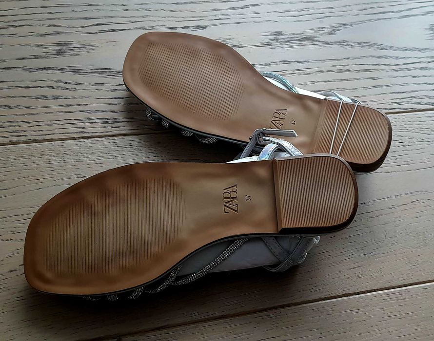 Sandały damskie dla dziewczynki 23,6 cm ZARA 37 z cyrkoniami