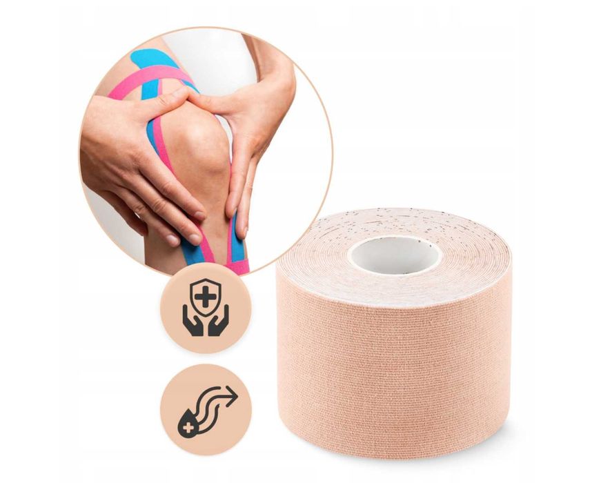 Taśma Kinezjologiczna Tape Kinesiotaping do Kolana Twarzy Plaster 5m