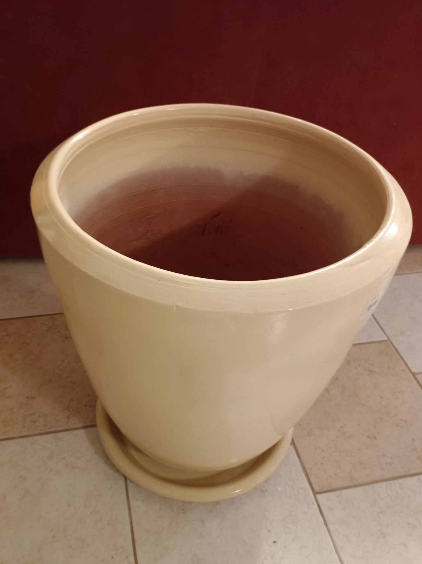 Donica ceramiczna szkliwiona z podstawką