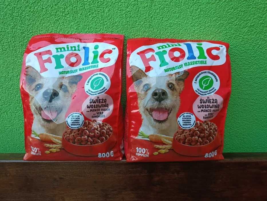 2 opakowania karmy dla psa Frolic 800g z wołowiną