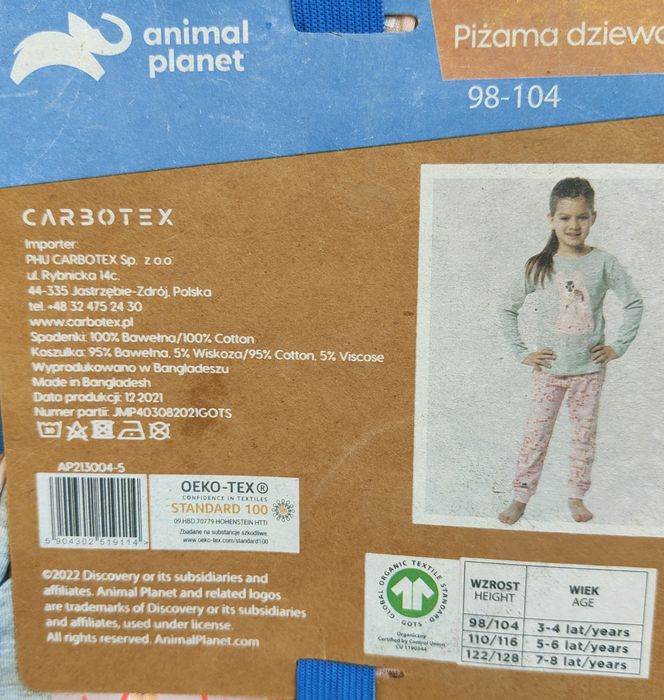 Piżama dziewczynka rozmiar 98/104