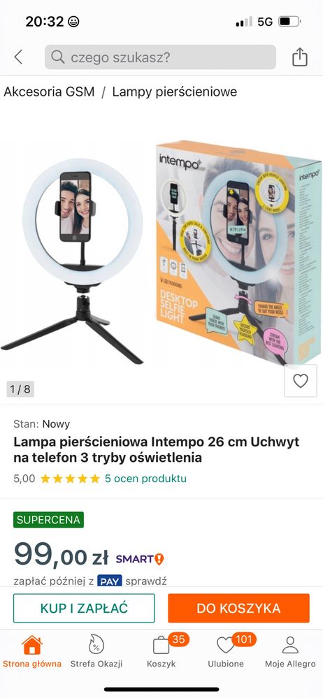 Intempo lampka biurkowa do selfie nowa