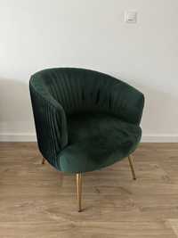 Fotel butelkowa zieleń + krzesła