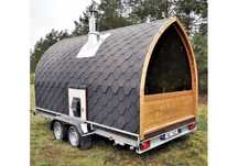 Sauna ogrodowa drewniana IGLO 2,5x2,34m beczka, ruska bania, fińska