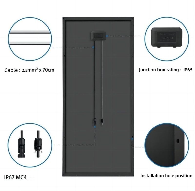 Conjunto de 2 Paineis solares monocristalino 130W - 1160x540mm