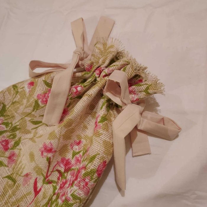 Świąteczny/urodzinowy worek prezentowy – juta, ściągacz, handmade