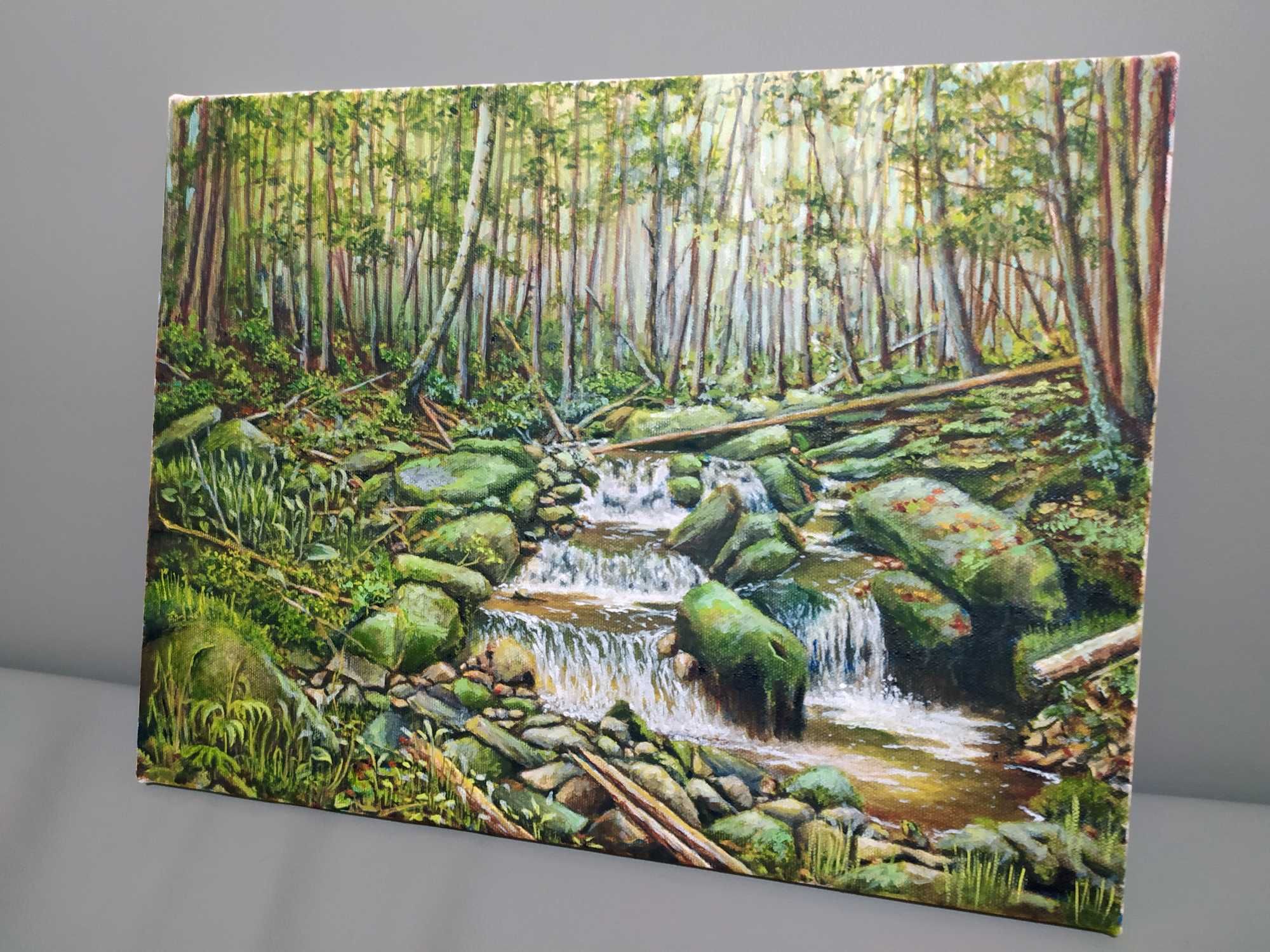 Картина Лес, водопад, 30х40 см. масло. 2023 г. М.Саврасов.