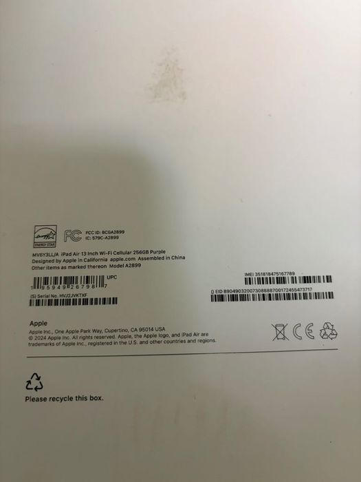 Apple iPad Air 13" M2 2024 Wi-Fi 256GB Purple (MV2H3) Новий
