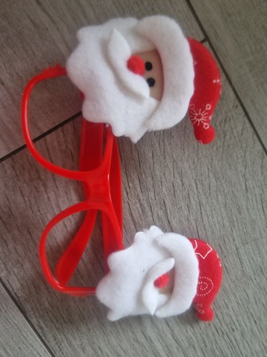 Okulary świąteczne z Mikołajem czerwone