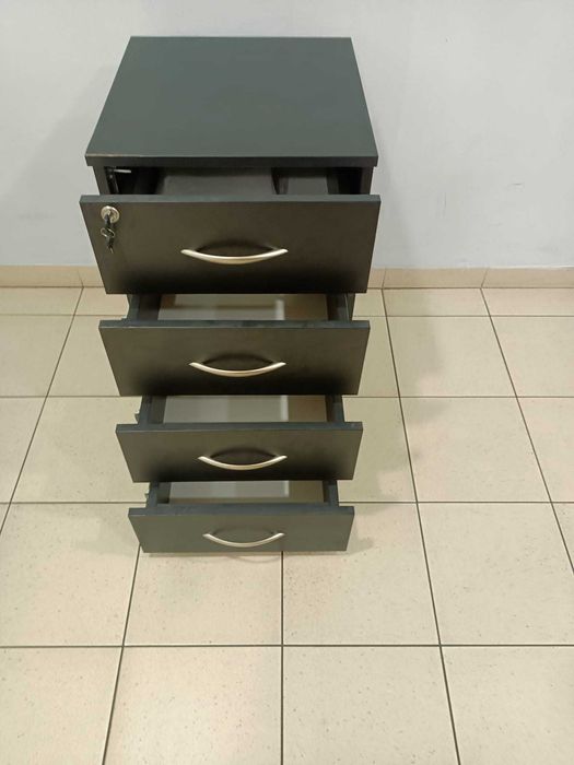 Szafka komoda kontenerek czarny na kluczyk 4 szuflady