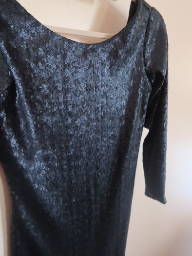 Vestido 3/4 lantejoulas azul escuro