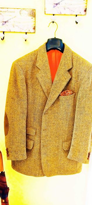 Óptimo conjunto de casaco e colete de homem em Harris Tweed