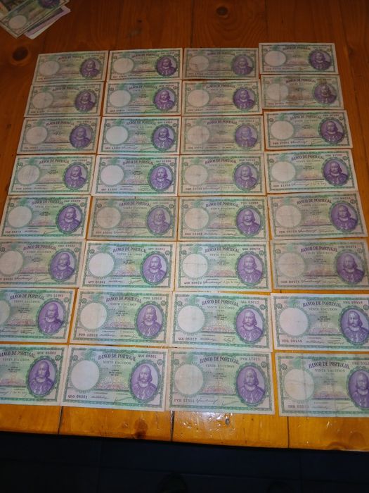 Lote de Antigas Notas de Vinte Escudos