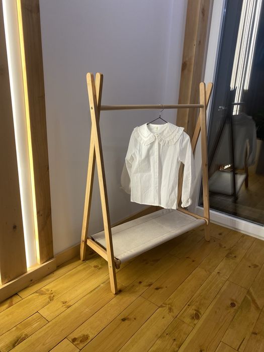 Рейл стійка для одягу з дерева вішак полочка стойка