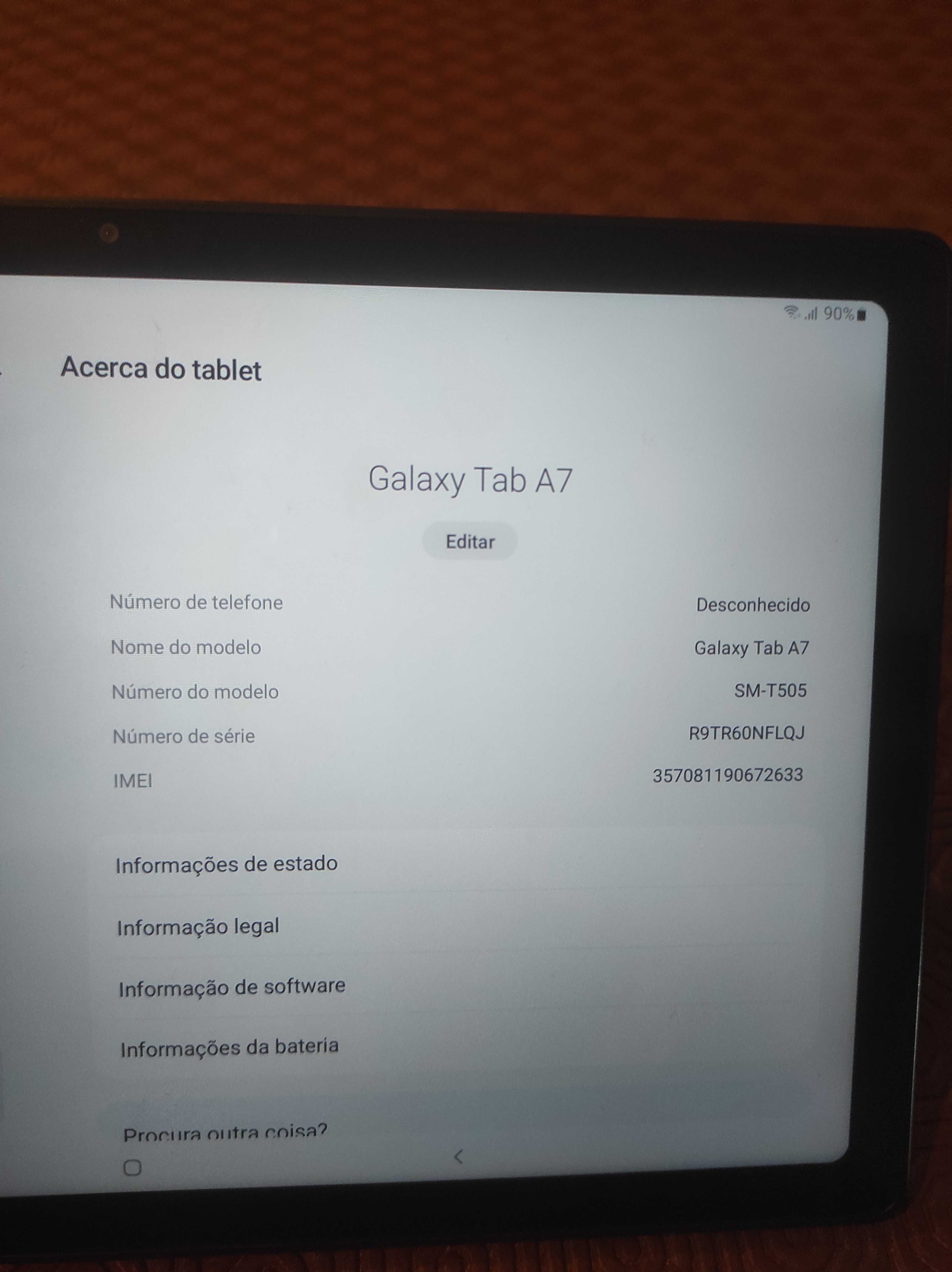 Tablet Samsung A7 3Gb RAM 32 Gb memória