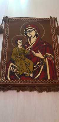 Икона Святой Богородицы, ручная работа, ковровое изделие. 75см/100см