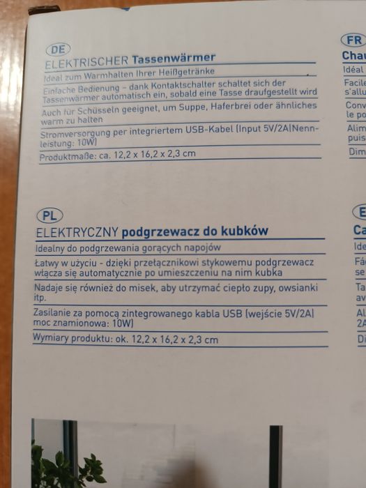 Elektryczny podgrzewacz do kubka termiczny gorące napoje herbata kawa