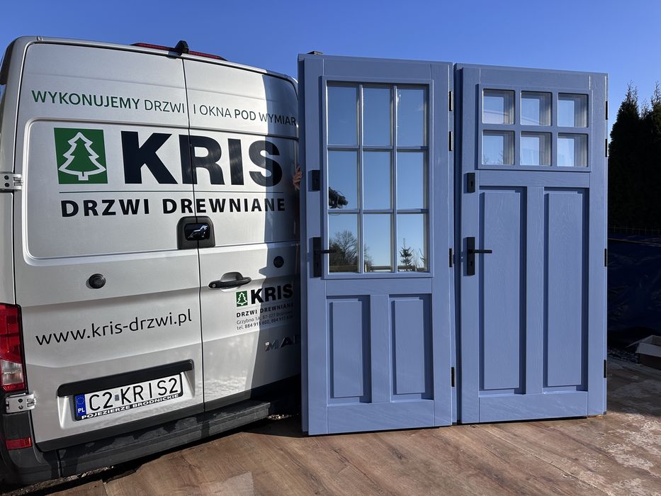 Drzwi zewnętrzne drewniane Amerykańskie wysokie 230 cm Montaż Polska