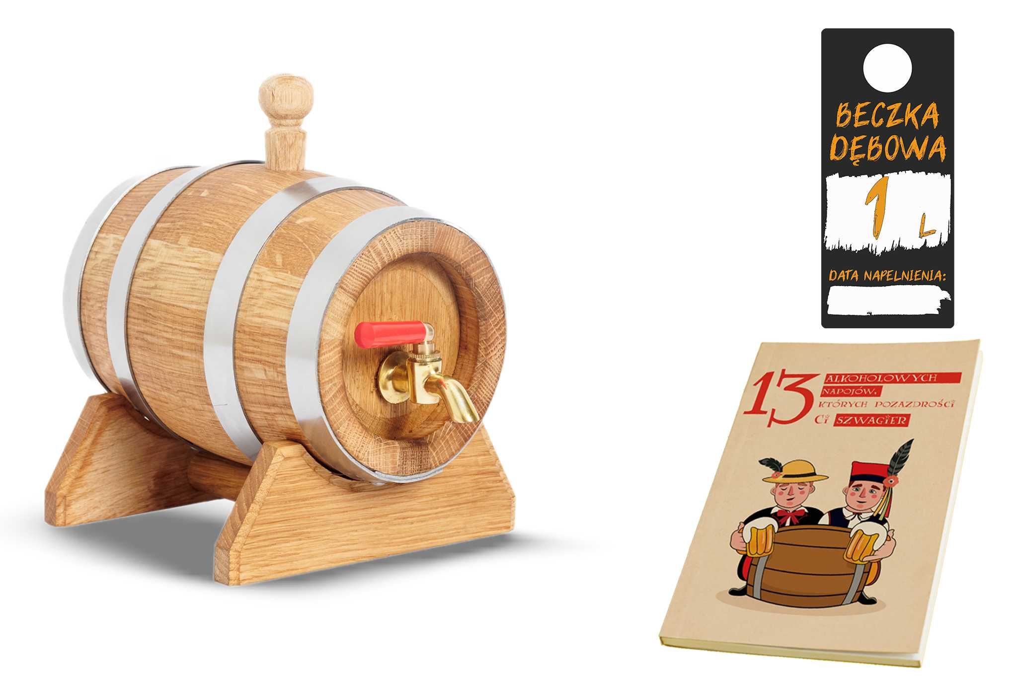 Dębowa beczka 1L na whisky bimber wino nalewki prezent (Atest PZH)