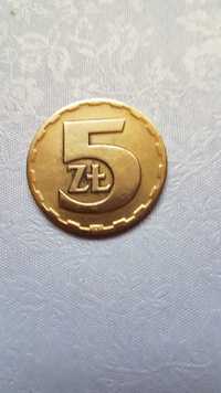 Moneta 5 zł 1976 rok bez znaku mennicy polskiej.