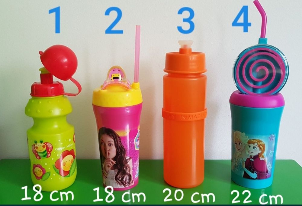 Bidon butelka z rurką kubek niekapek zestaw 4 szt.