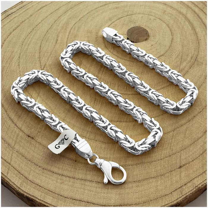 Potężny Gruby Łańcuch Męski Splot Królewski, 55 cm 7 mm Srebro 925 Peł