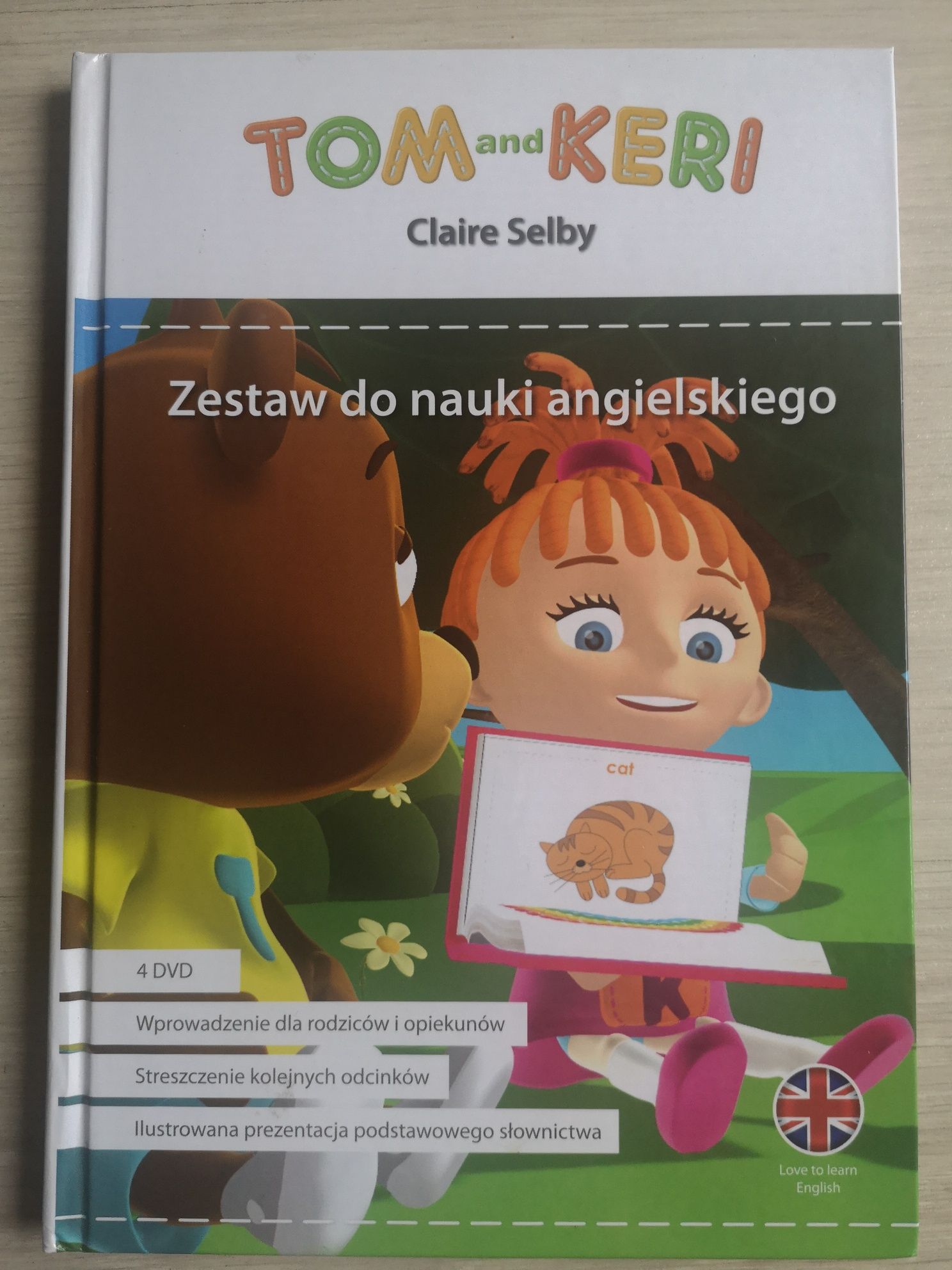 Zestaw do nauki angielskiego dla dzieci, książka + 4 x DVD